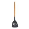 Turner with Wooden Handle Non-Stick Cooking Truner With Hard Wood Handle, Silicone Kitchen Turner BPA Free, Baking & Serving Wooden Cooking Spoon BH360