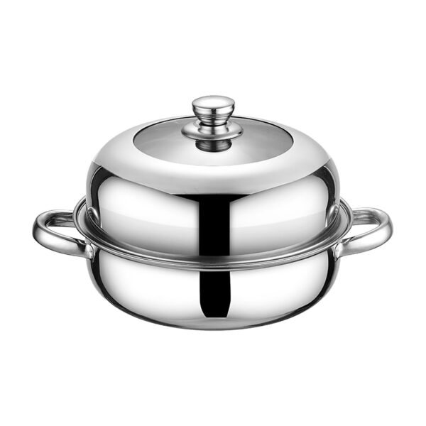 Bright Home Stainless Steel Steamer 1-Layer Food Vegetable Cooking Pan Single-Layer Hot Pot Food Steamer Food Steamer Cookware with Lid for Gas Electric Induction Grill Stove.BH6108