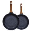 Sweet Home Marble Frying Pan (20cm & 24cm) Non Stick, PFOA-Free Granite Coating Cookware Frying Pan for Cooking Compatible with All Stovetops PFOA Free (Black)