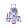 SANRIO HELLO KITTY MY CRYSTAL NIGHT 5-in-1 School Gear with 16-inch Kids Trolley Backpack - Extendable Telescopic Trolley, Soft Rubber Pullers, Thermal Insulation Lunch Bag, and Water-Resistant School Set